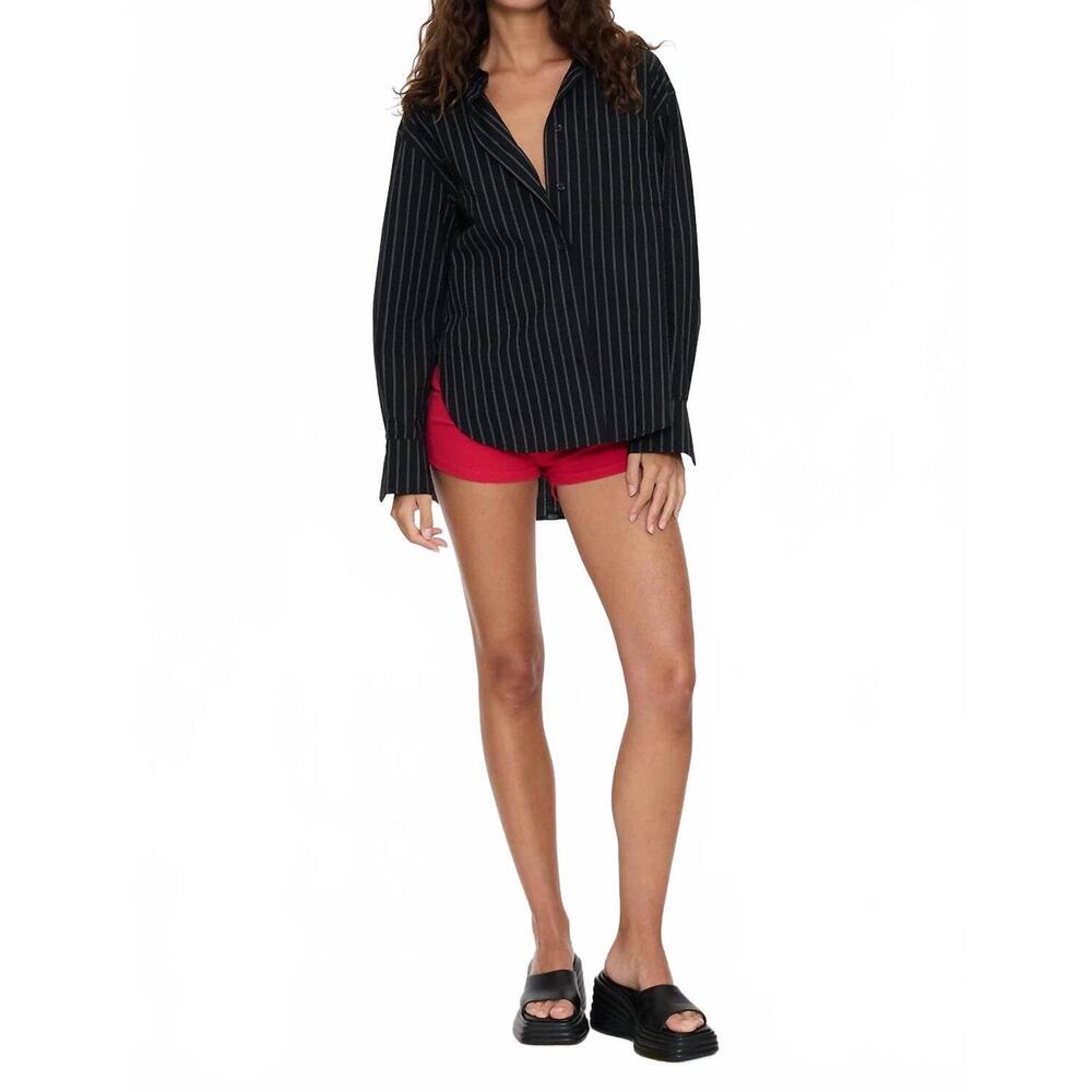 NEW THRILLS unwind stripe oversized shirt in black
